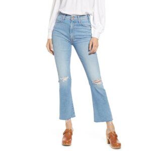 MOTHER Denim The Hustler Distressed Raw Hem Ankle Jeans Thrilling Shots Size 26